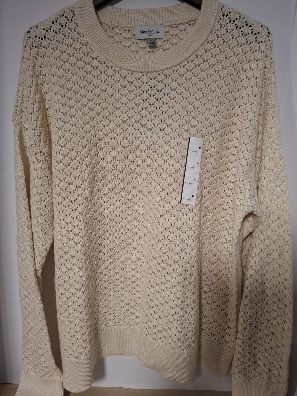 Goodfellow & Co Cream Open-Knit Crewneck Sweater - Women's